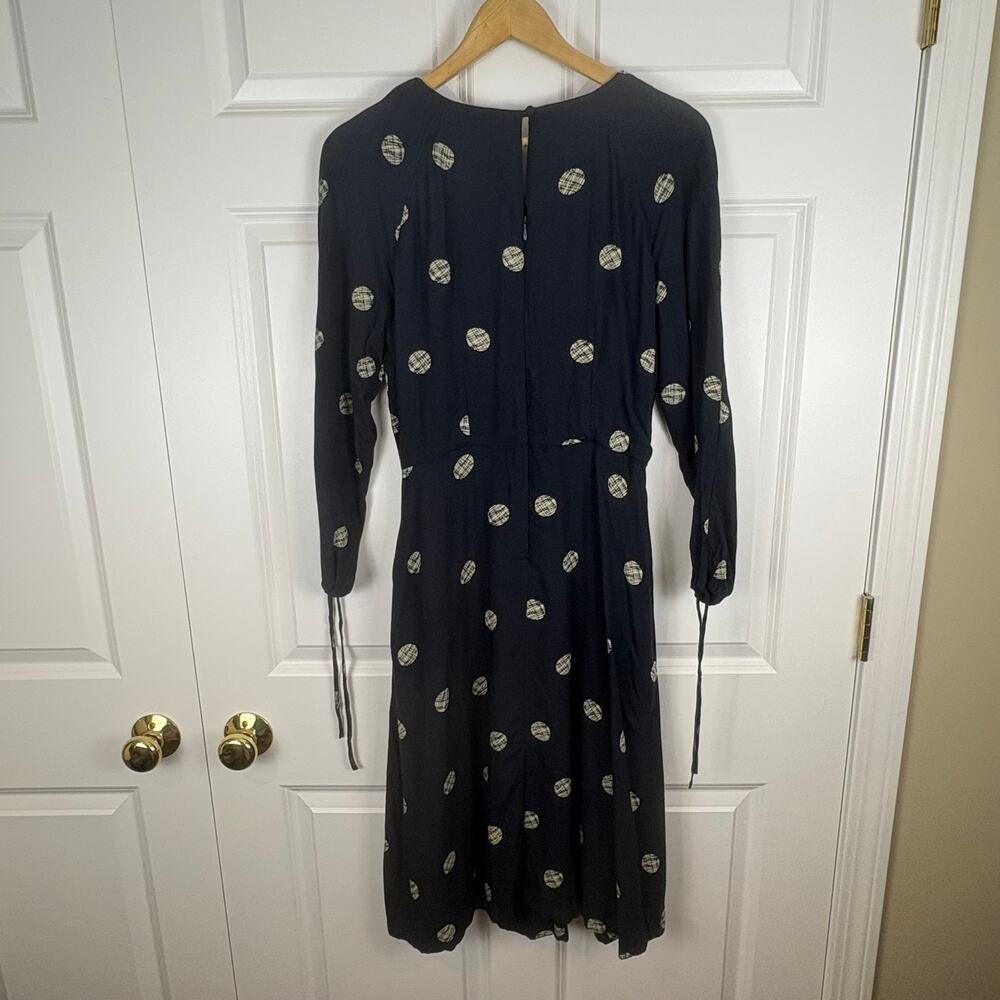 Emily and Fin Black Polka Dot Long Sleeve Midi Dress Twee Fall Retro Mod Large - Picture 6 of 7